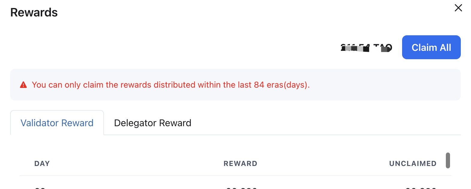validator claim rewards